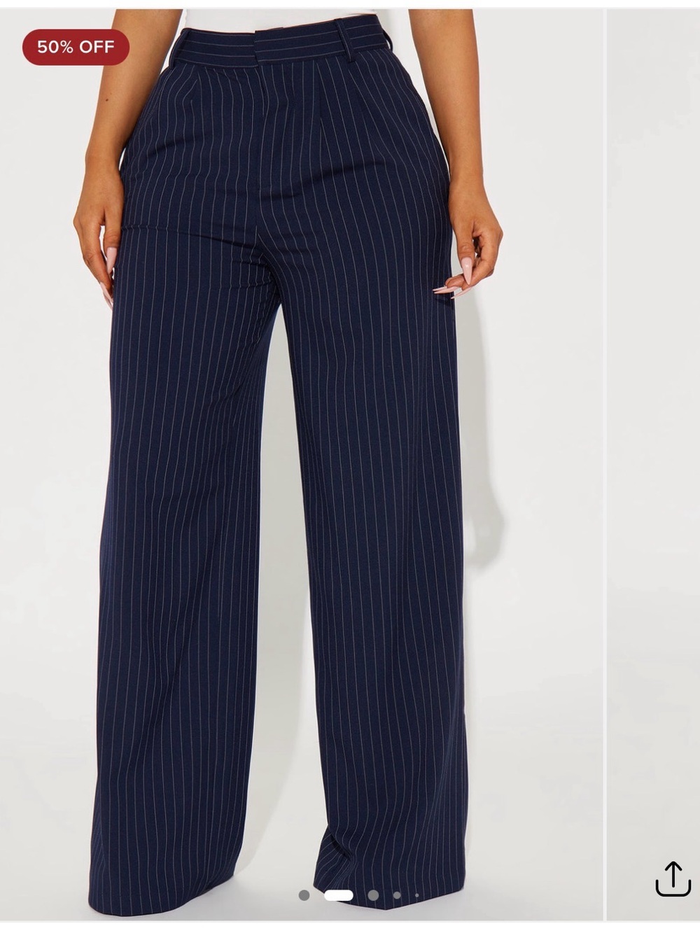 Fashion Nova Navy Pinstripe Wide Leg Pants